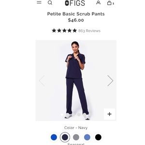 figs livingston petite XS navy scrub pants